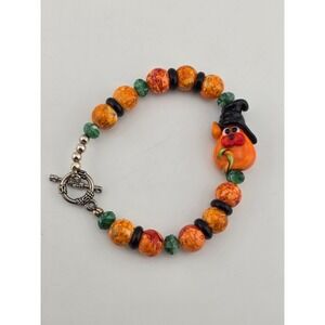 Lampwork Halloween Glass Toggle Bracelet